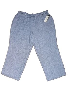 New York Clothing Company Women’s Plus 3X Blue Chambray Wide Leg Elastic Pants